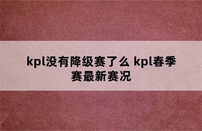 kpl没有降级赛了么 kpl春季赛最新赛况